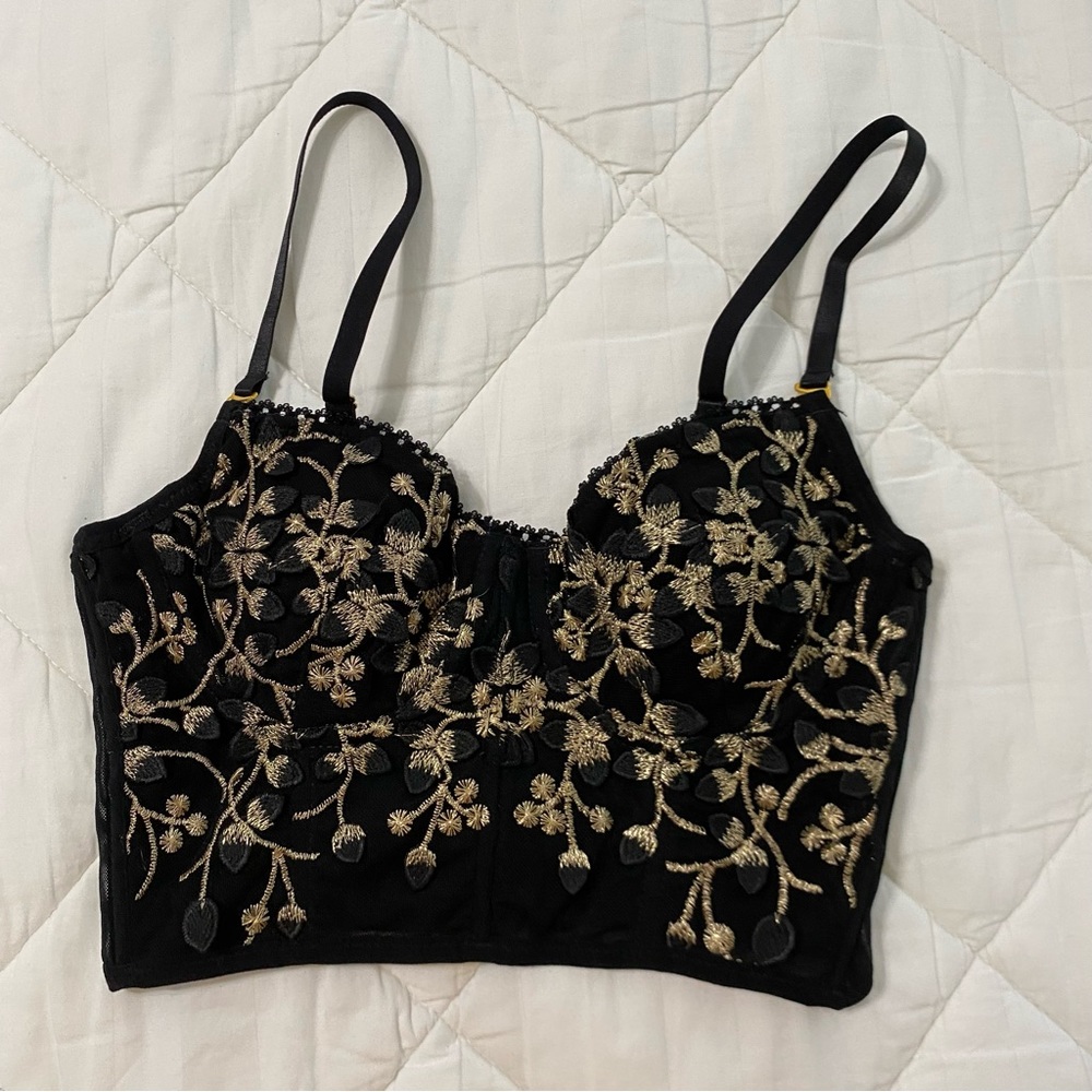 Black and Gold Flower Top